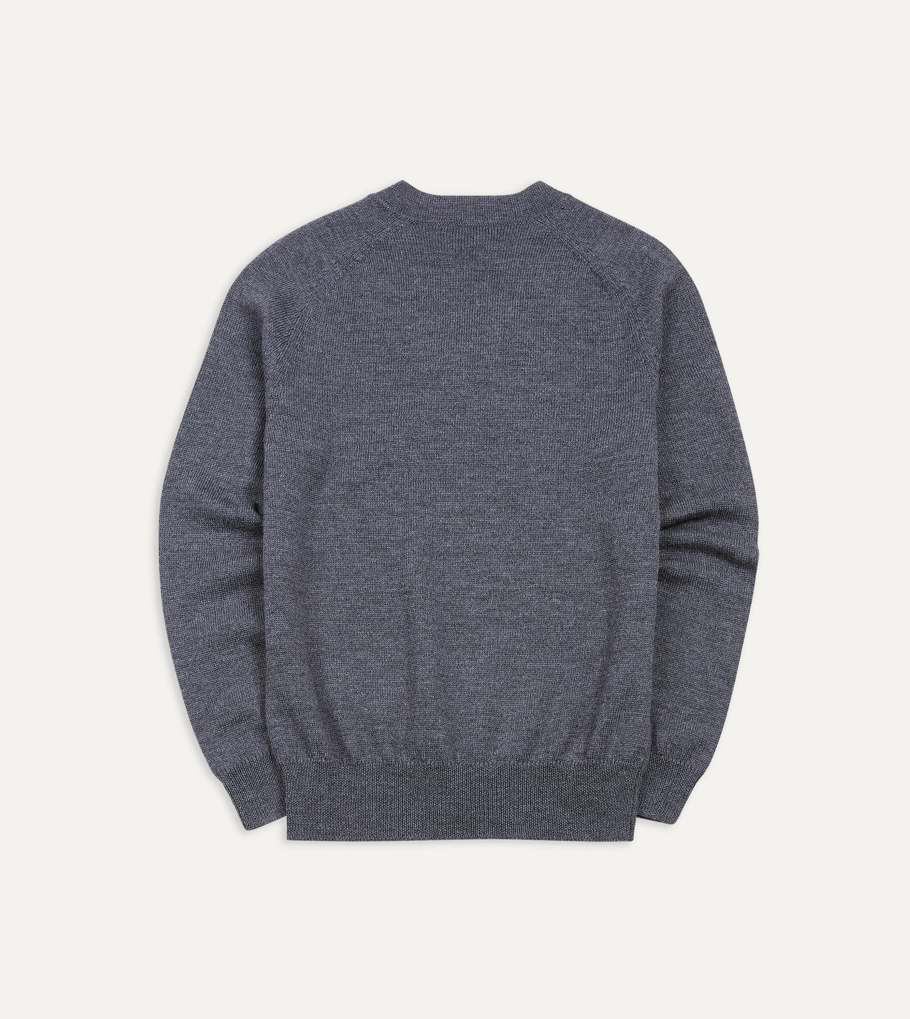 Grey Merino Wool V Neck Jumper