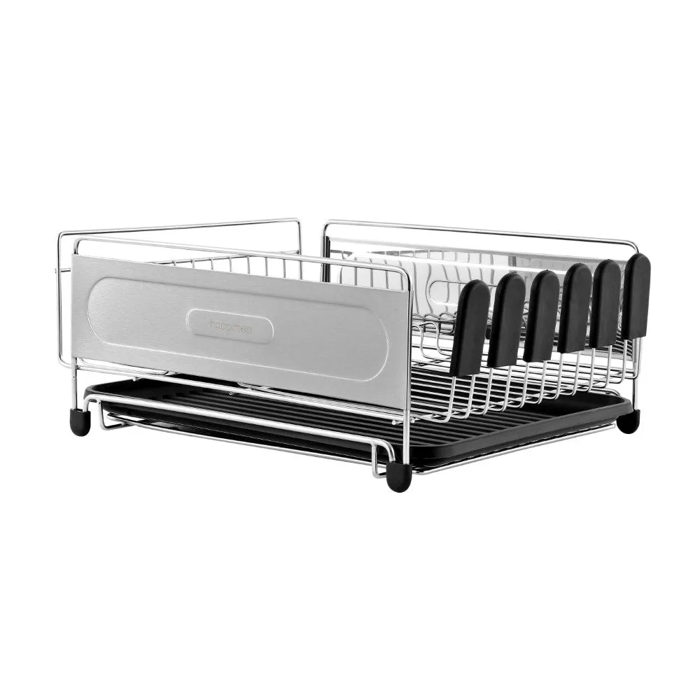 Grove 17.25" Fingerprint-Proof Stainless Steel Dish Drying Rack With Wine Glass Holder