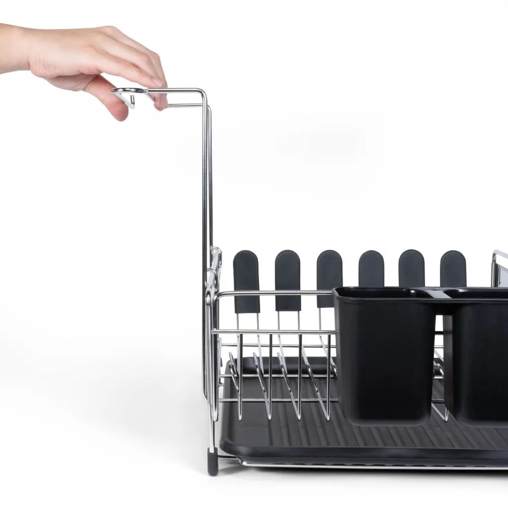 Grove 17.25" Fingerprint-Proof Stainless Steel Dish Drying Rack With Wine Glass Holder