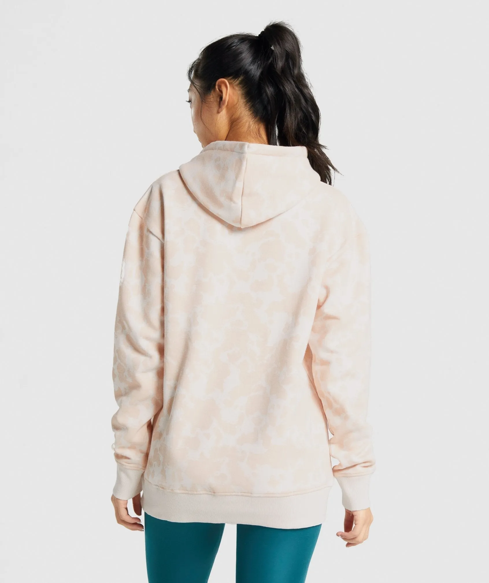 Gymshark Camo Graphic Oversized Hoodie - Cream/Light Brown