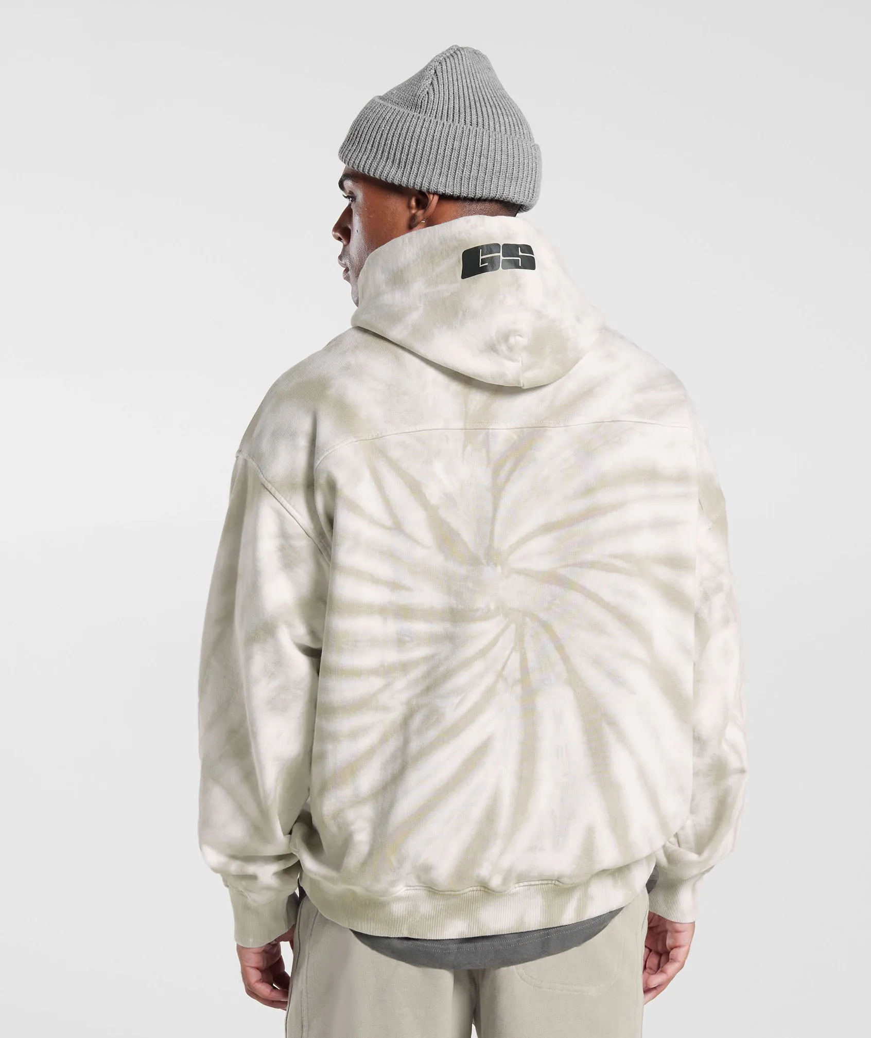 Gymshark Rest Day Hoodie - White/Mushroom Brown/Spiral Optic Wash