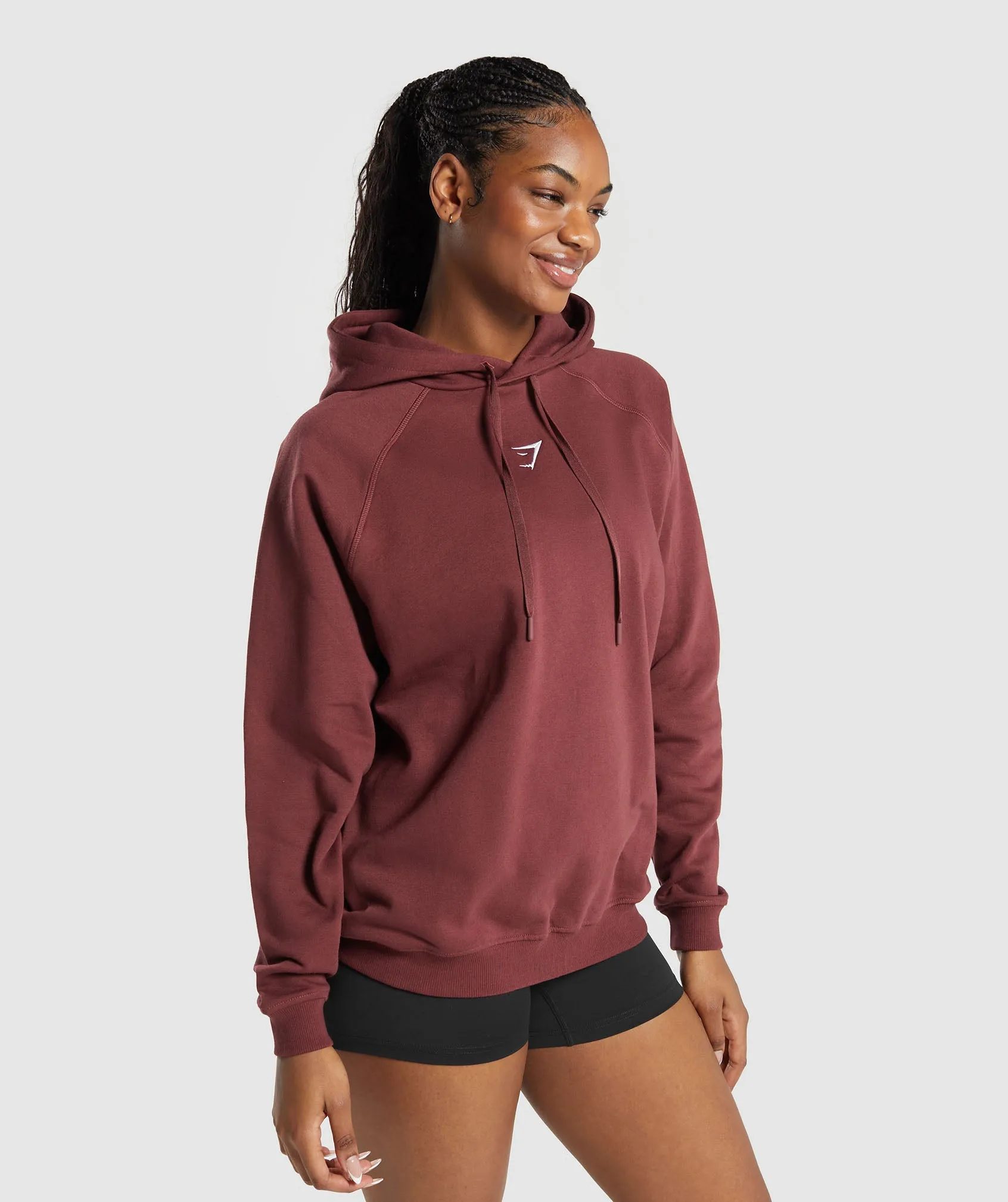 Gymshark Training Oversized Fleece Hoodie - Burgundy Brown