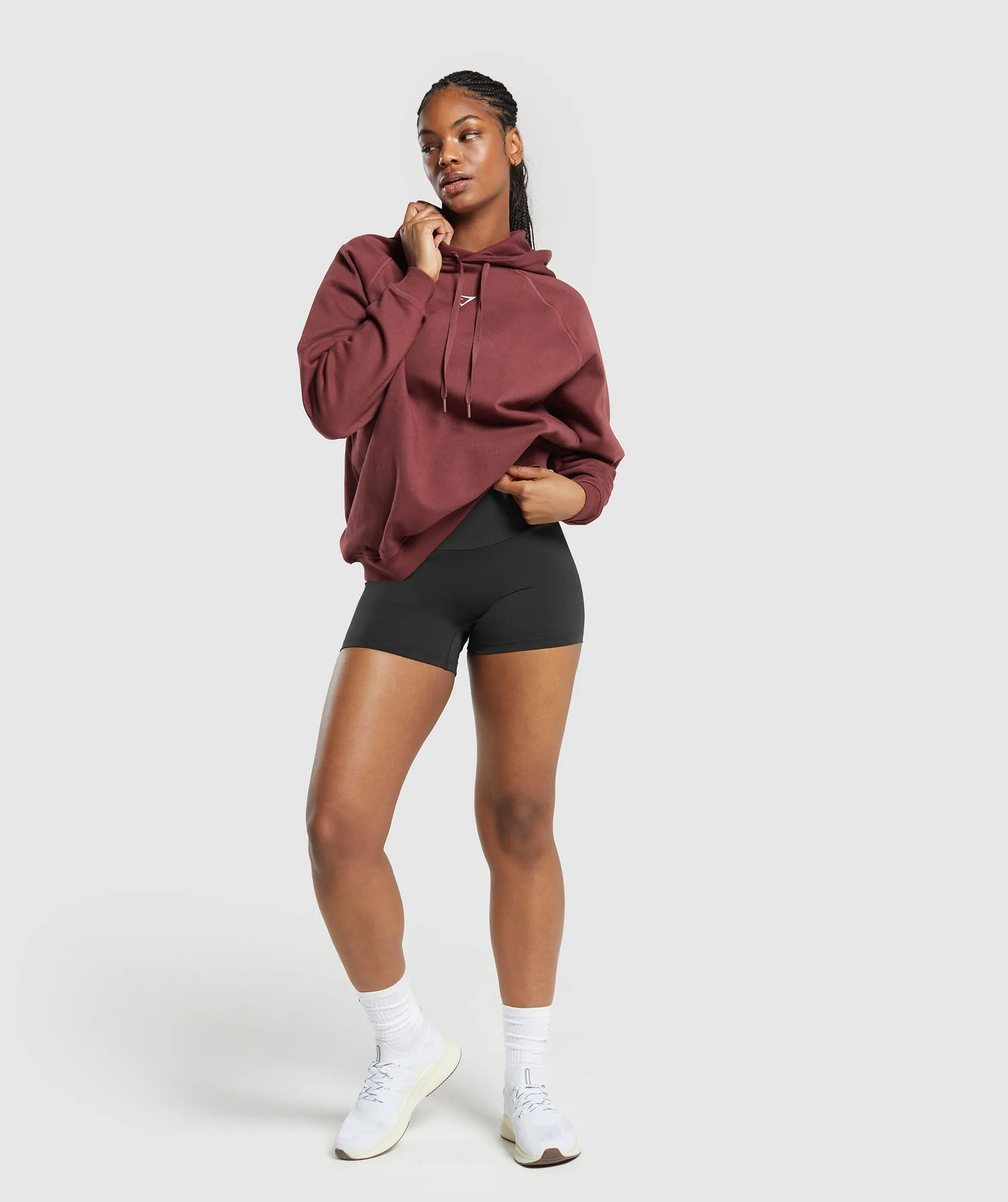 Gymshark Training Oversized Fleece Hoodie - Burgundy Brown