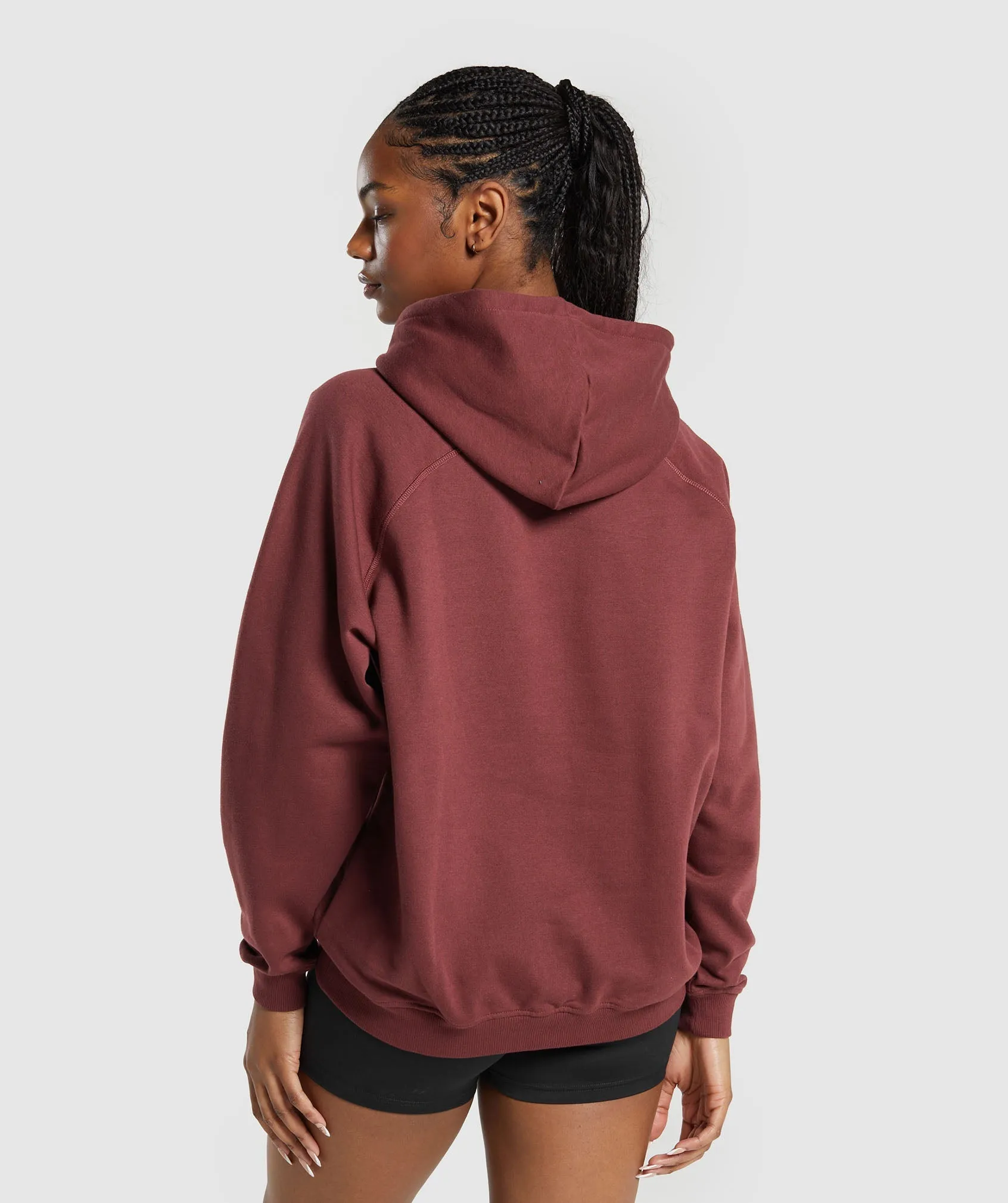 Gymshark Training Oversized Fleece Hoodie - Burgundy Brown