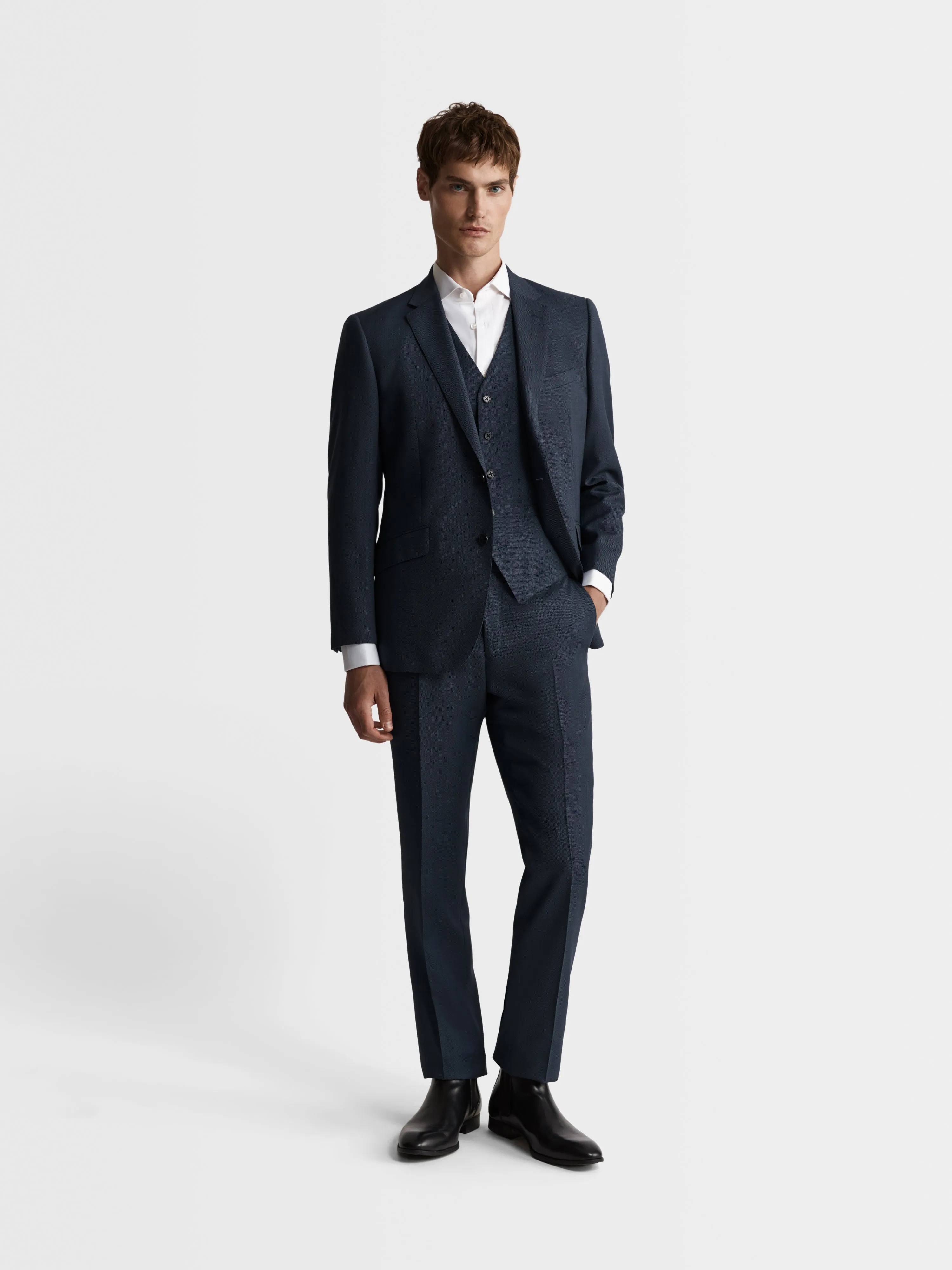 Hamlyn Coolmax Slim Denim Birdseye Suit Jacket