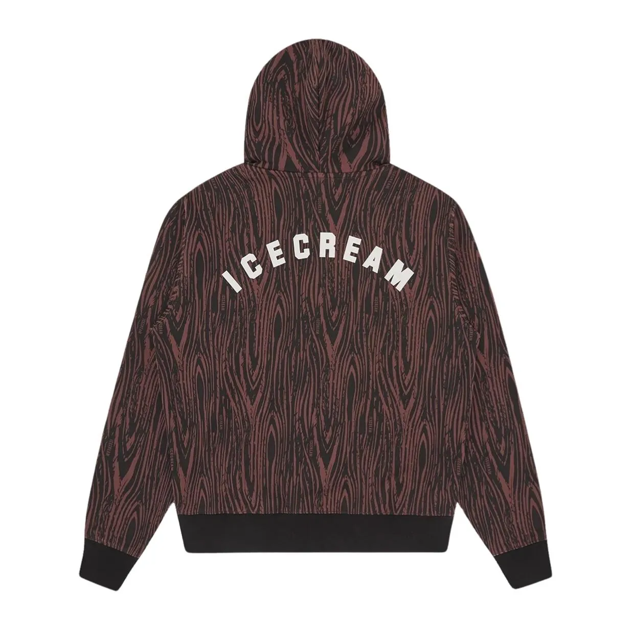 ICECREAM Woodgrain Brown Zip Through Hoodie