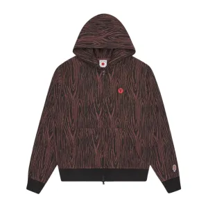 ICECREAM Woodgrain Brown Zip Through Hoodie