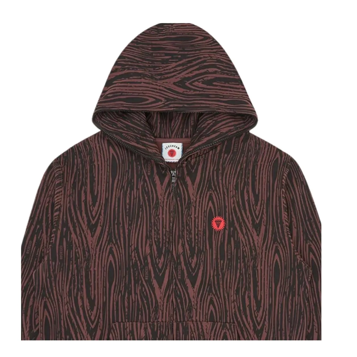 ICECREAM Woodgrain Brown Zip Through Hoodie