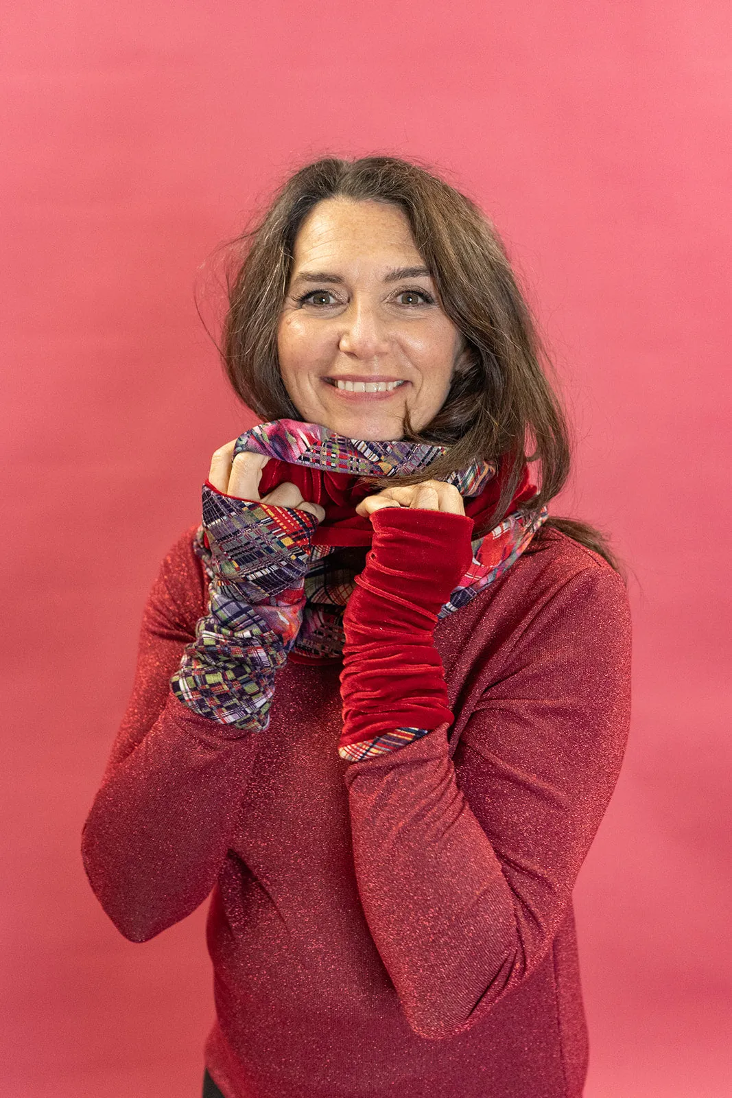 Infinity Scarf in Red Patchwork Plaid