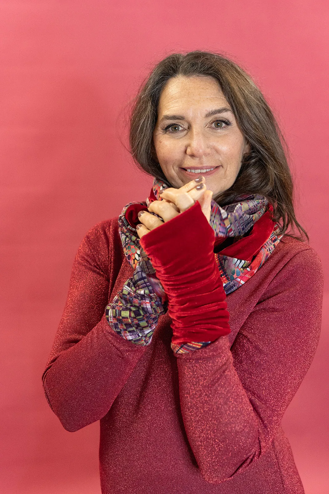 Infinity Scarf in Red Patchwork Plaid