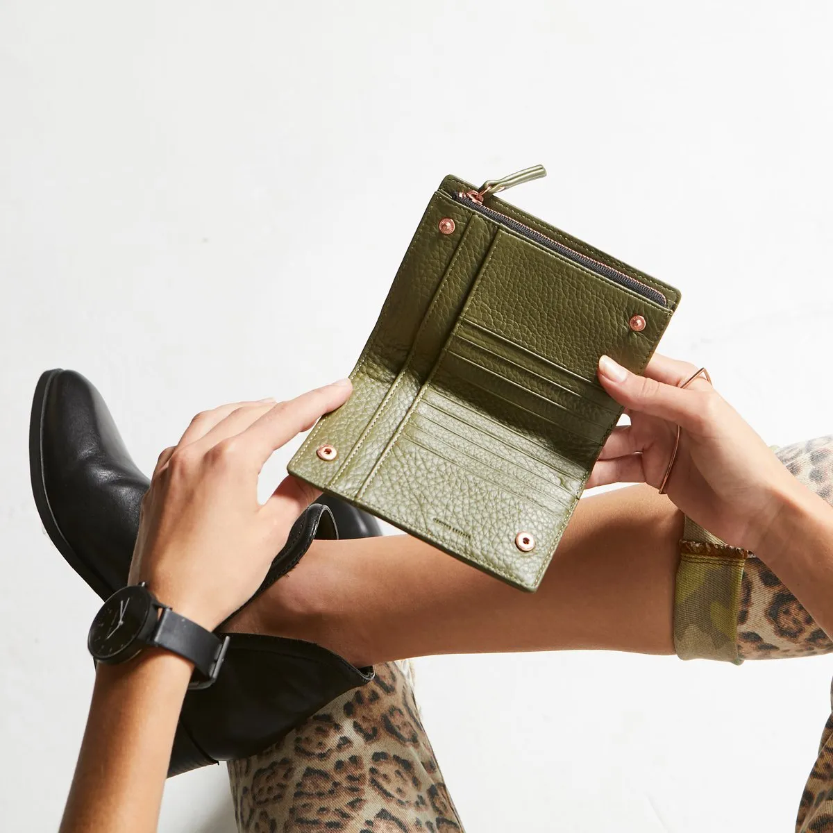 Insurgency Leather Wallet in Khaki