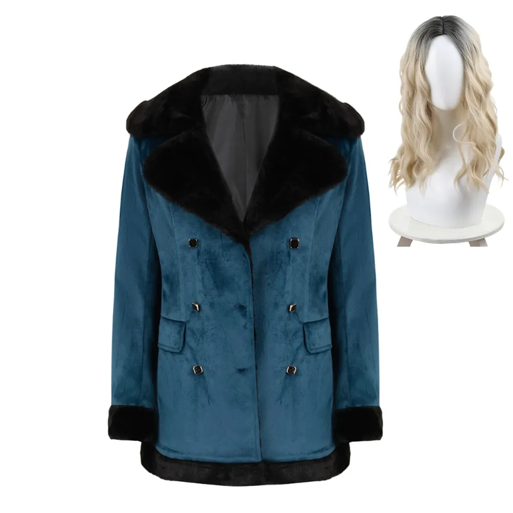 Joker: Folie à Deux (2024) Harley Quinn Women Blue Coat Cosplay Costume