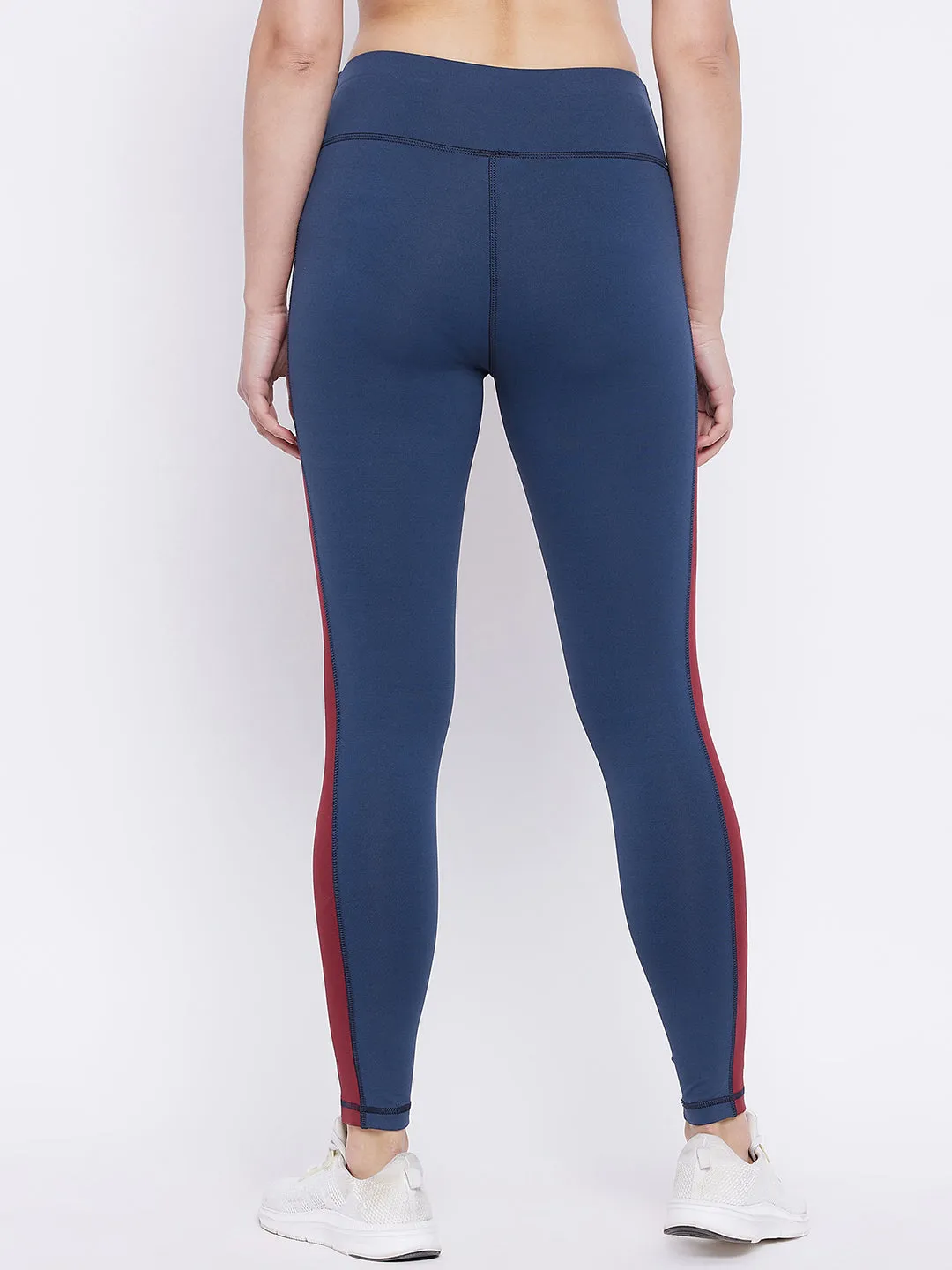 JUMP USA Women Blue Red Solid Rapid Dry Activewear Tights