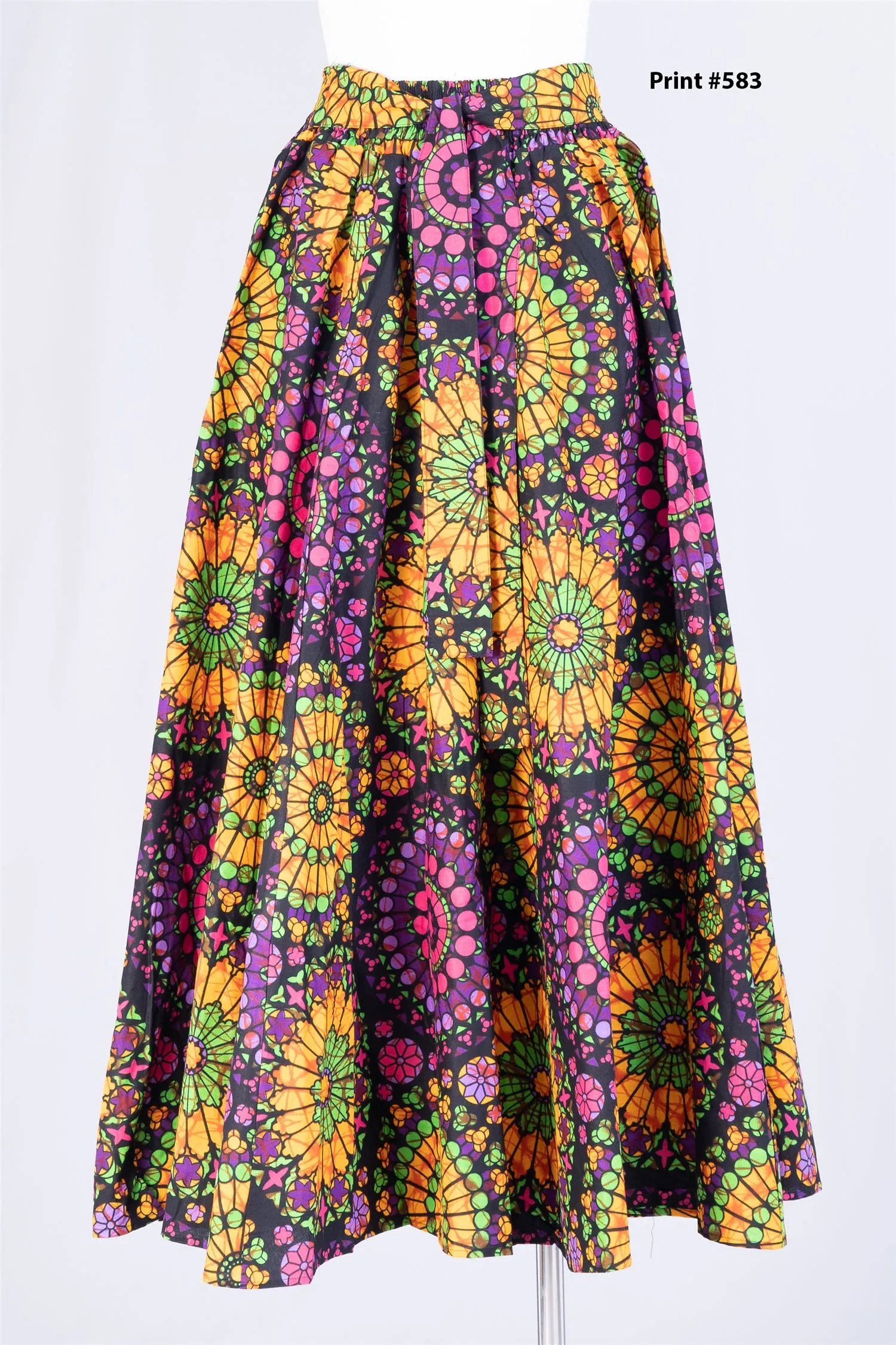 KaraChic 7001 Elastic Waist Authentic African Print Maxi Skirt