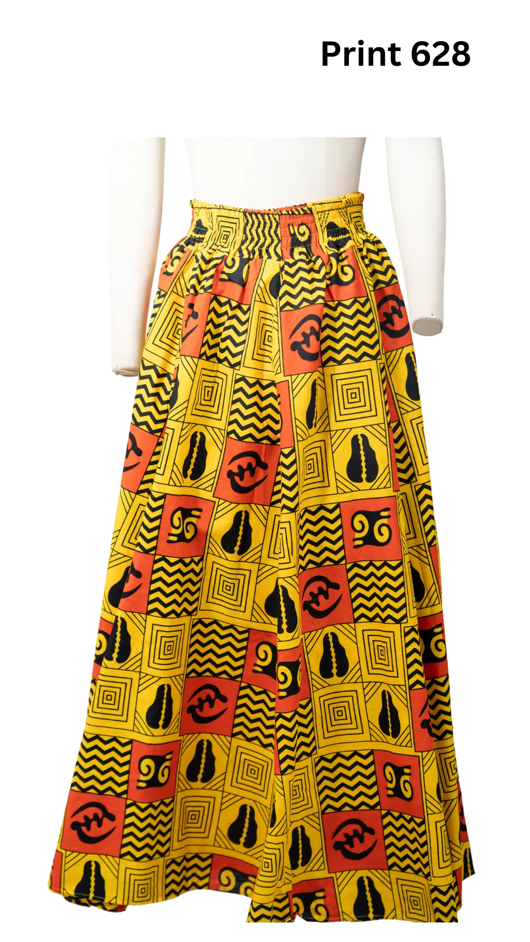 KaraChic 7001 Elastic Waist Authentic African Print Maxi Skirt