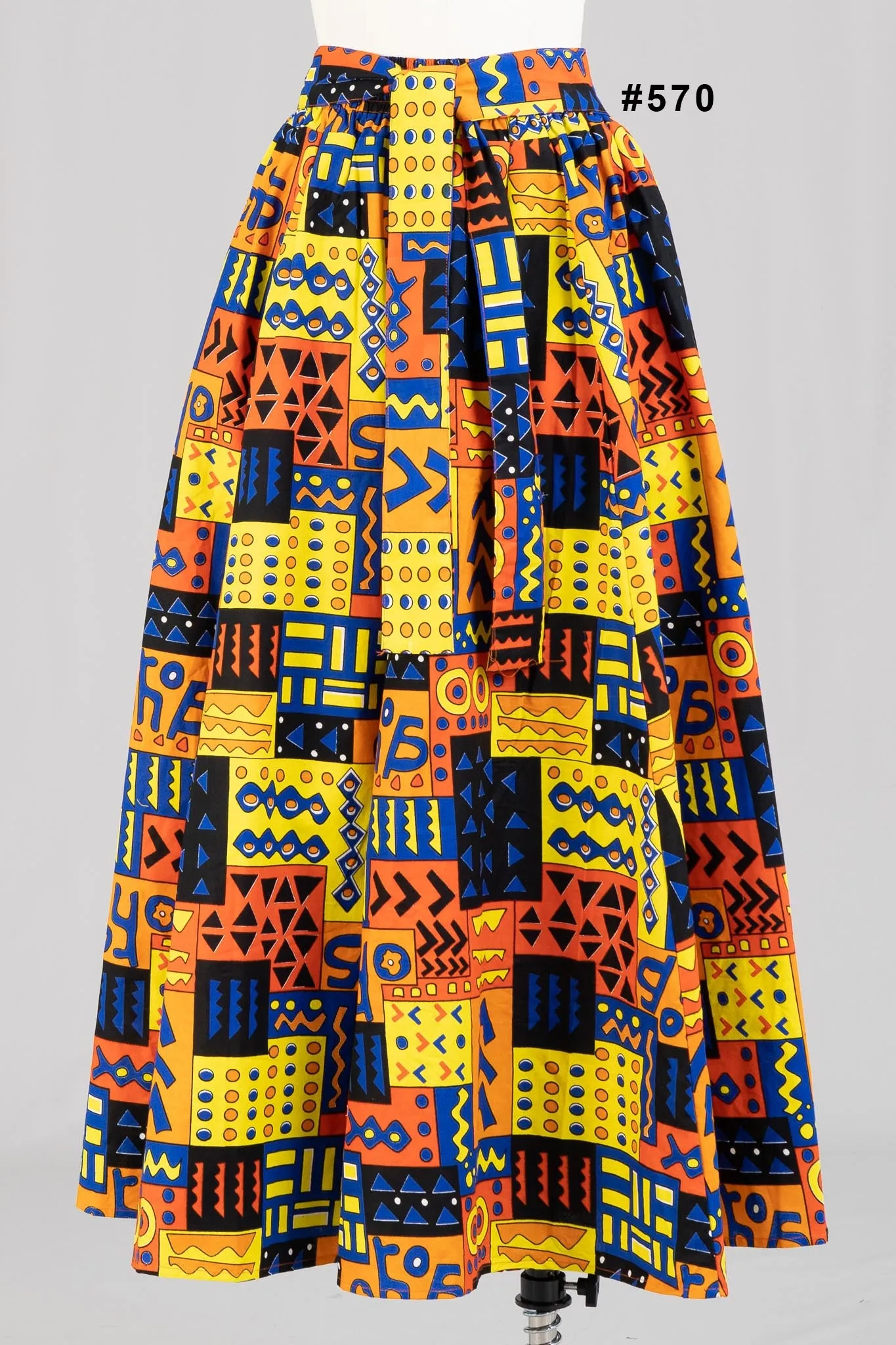 KaraChic 7001 Elastic Waist Authentic African Print Maxi Skirt