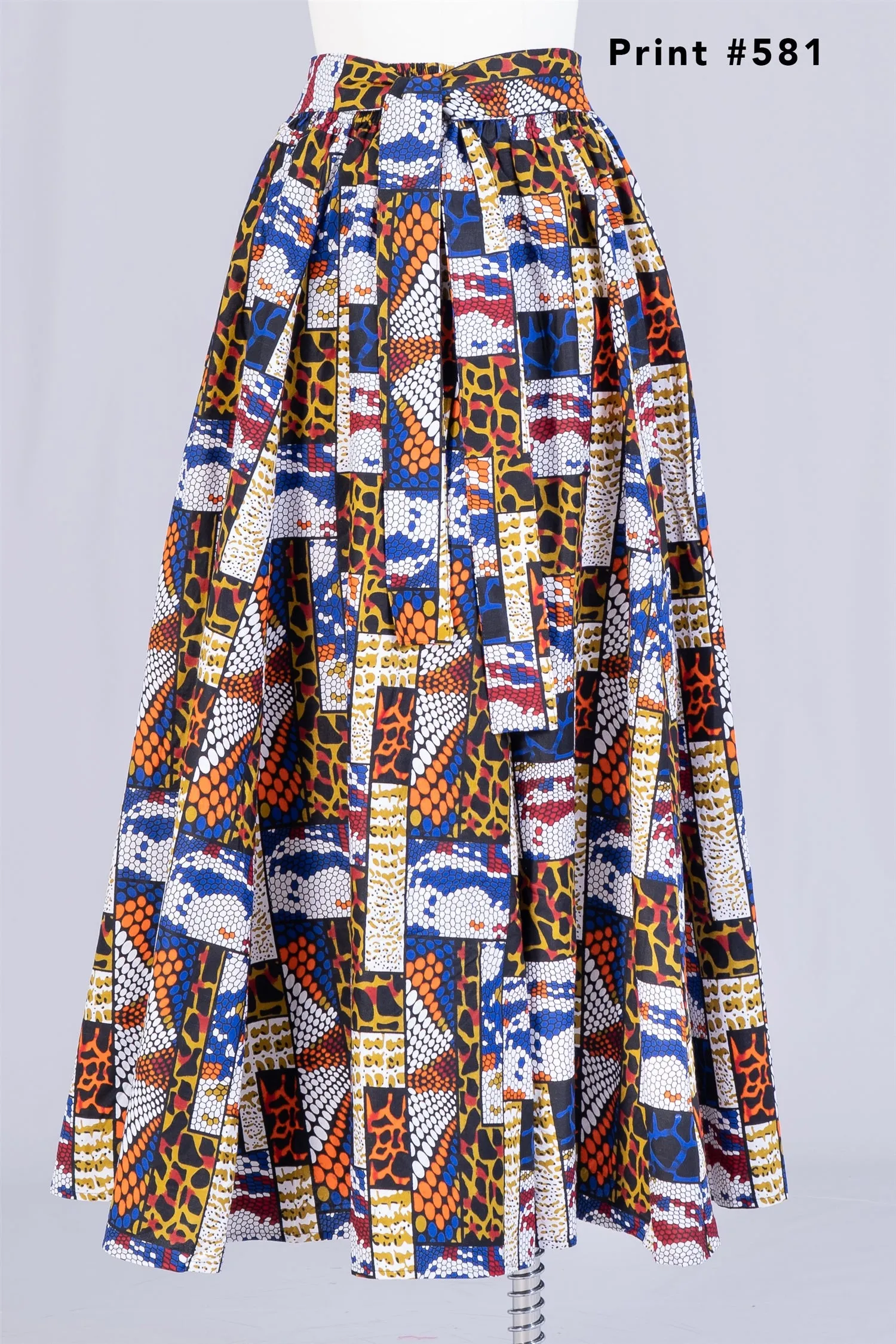 KaraChic 7001 Elastic Waist Authentic African Print Maxi Skirt