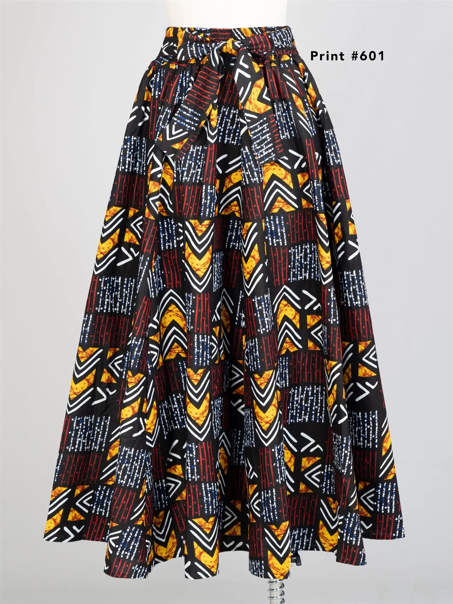 KaraChic 7001 Elastic Waist Authentic African Print Maxi Skirt