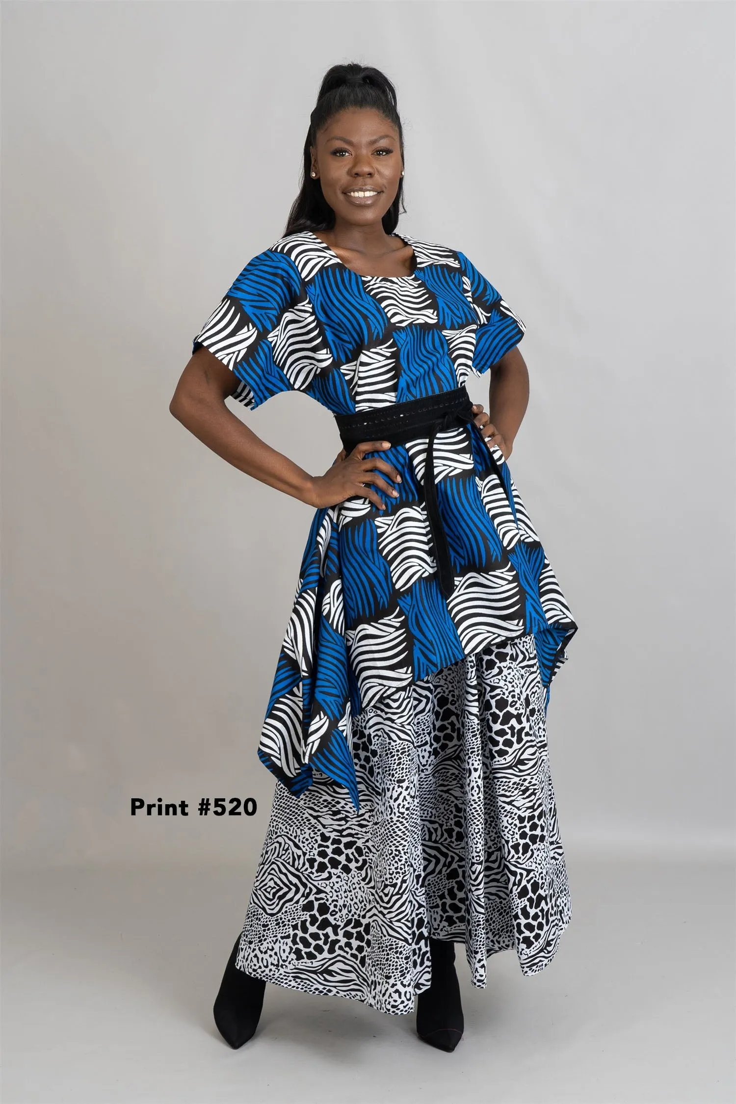 KaraChic 7001 Elastic Waist Authentic African Print Maxi Skirt