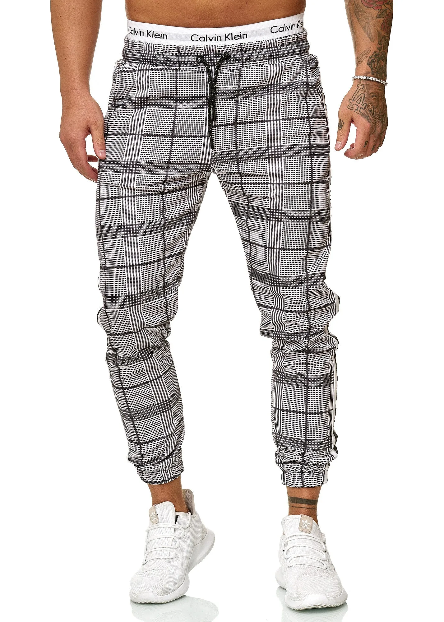 Kark II Plaid Sweatpants Joggers - Black White X0041