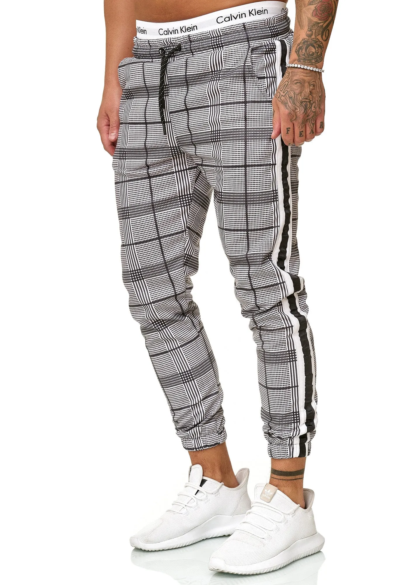 Kark II Plaid Sweatpants Joggers - Black White X0041