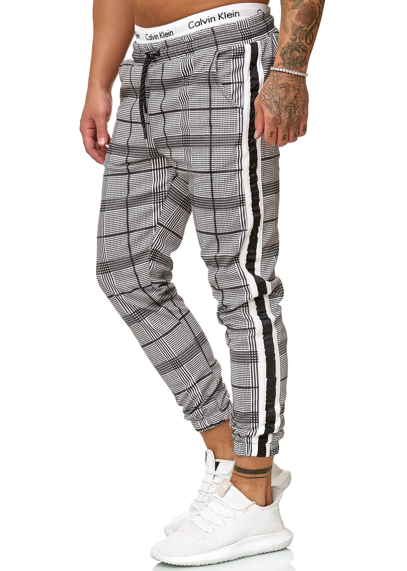 Kark II Plaid Sweatpants Joggers - Black White X0041