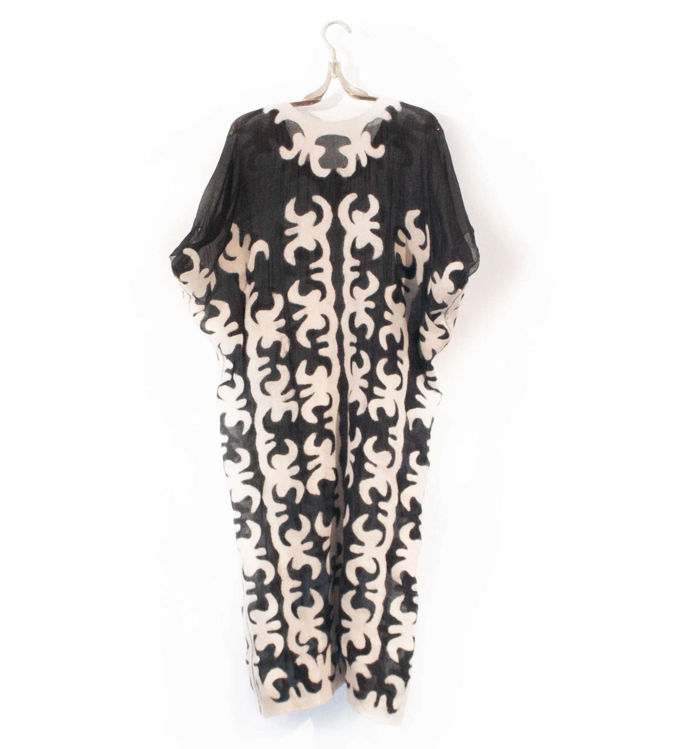 Kyrgyz Felted Tunic Dress: White on Black