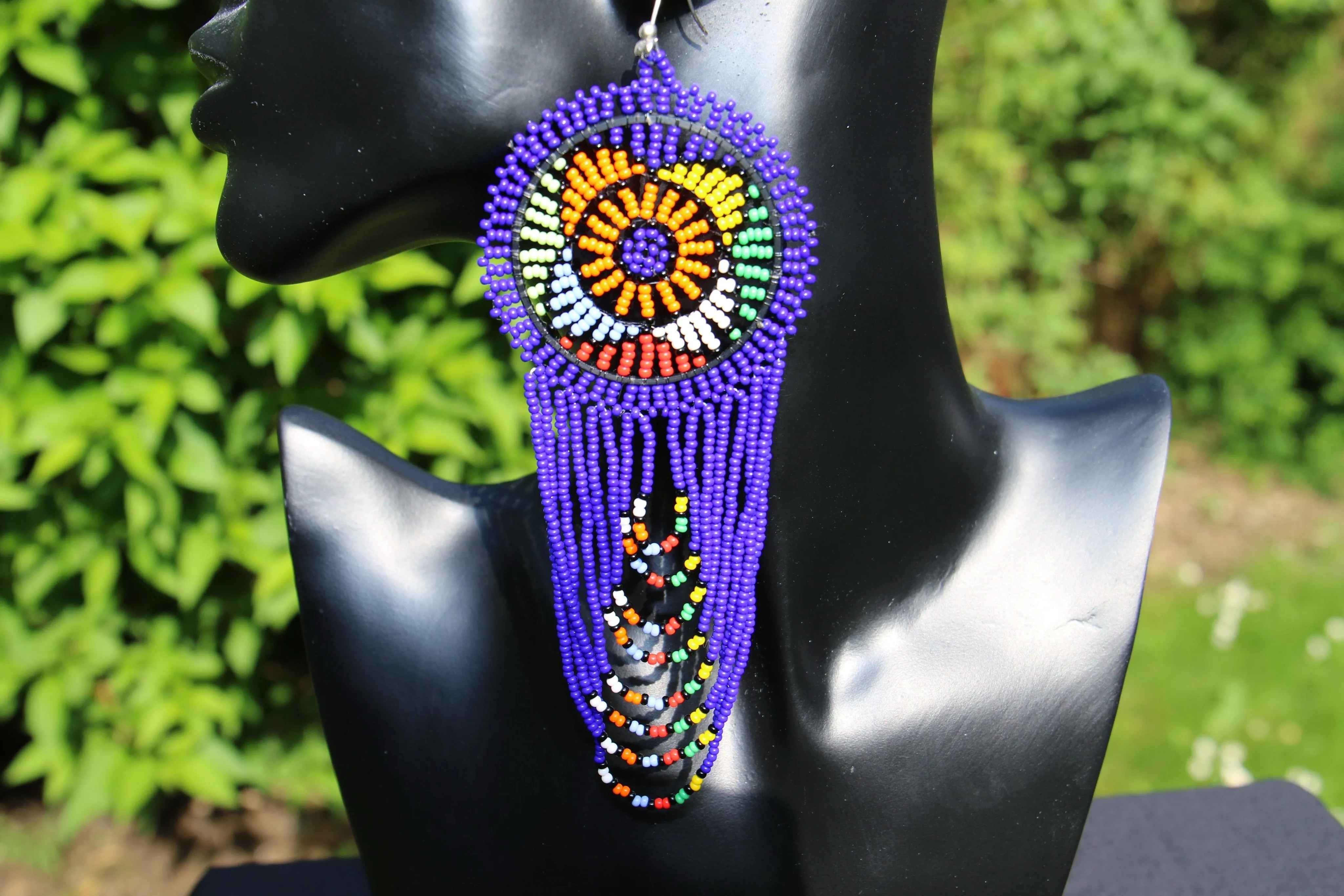 Large Beaded Earrings - Round and Layered drop (various colours)