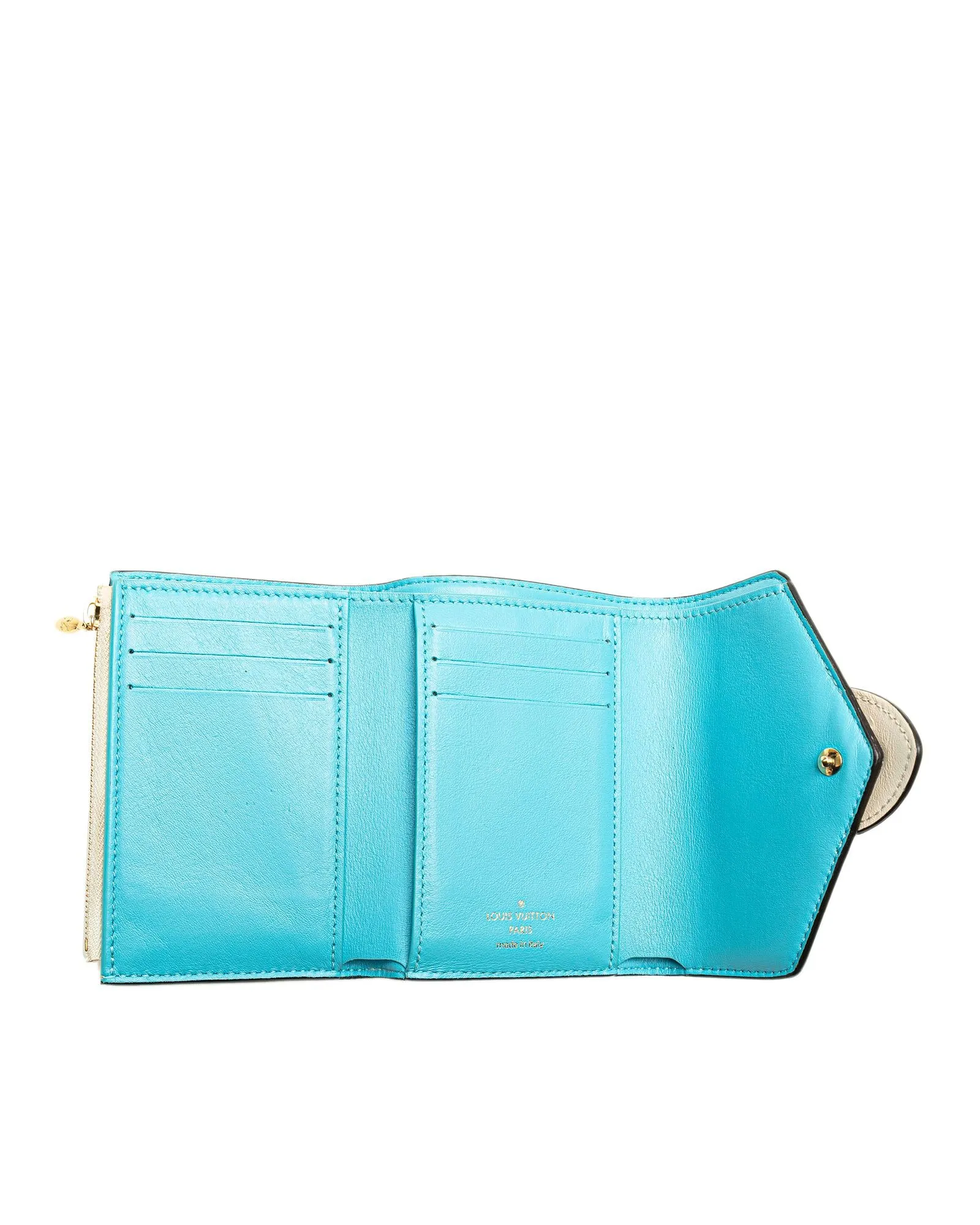 Leather Compact Wallet with Snap Button and Zip Compartment