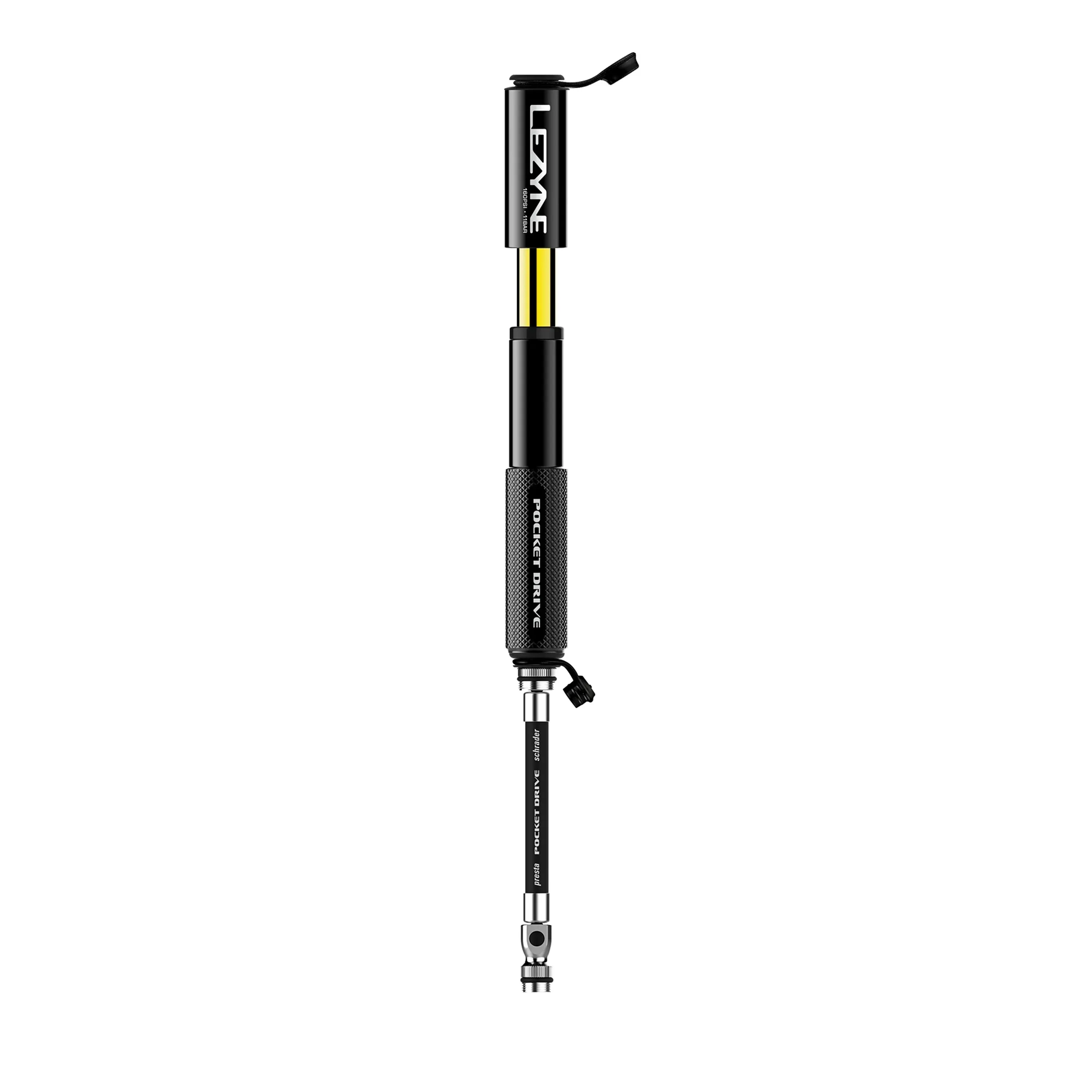 Lezyne Pocket Drive HP Bicycle Hand Pump 160 PSI, Presta and Schrader Valve