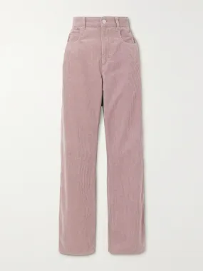 Lilac cotton and linen-blend corduroy pants