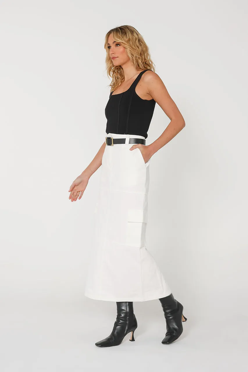 Lisa Cargo Maxi Skirt | White