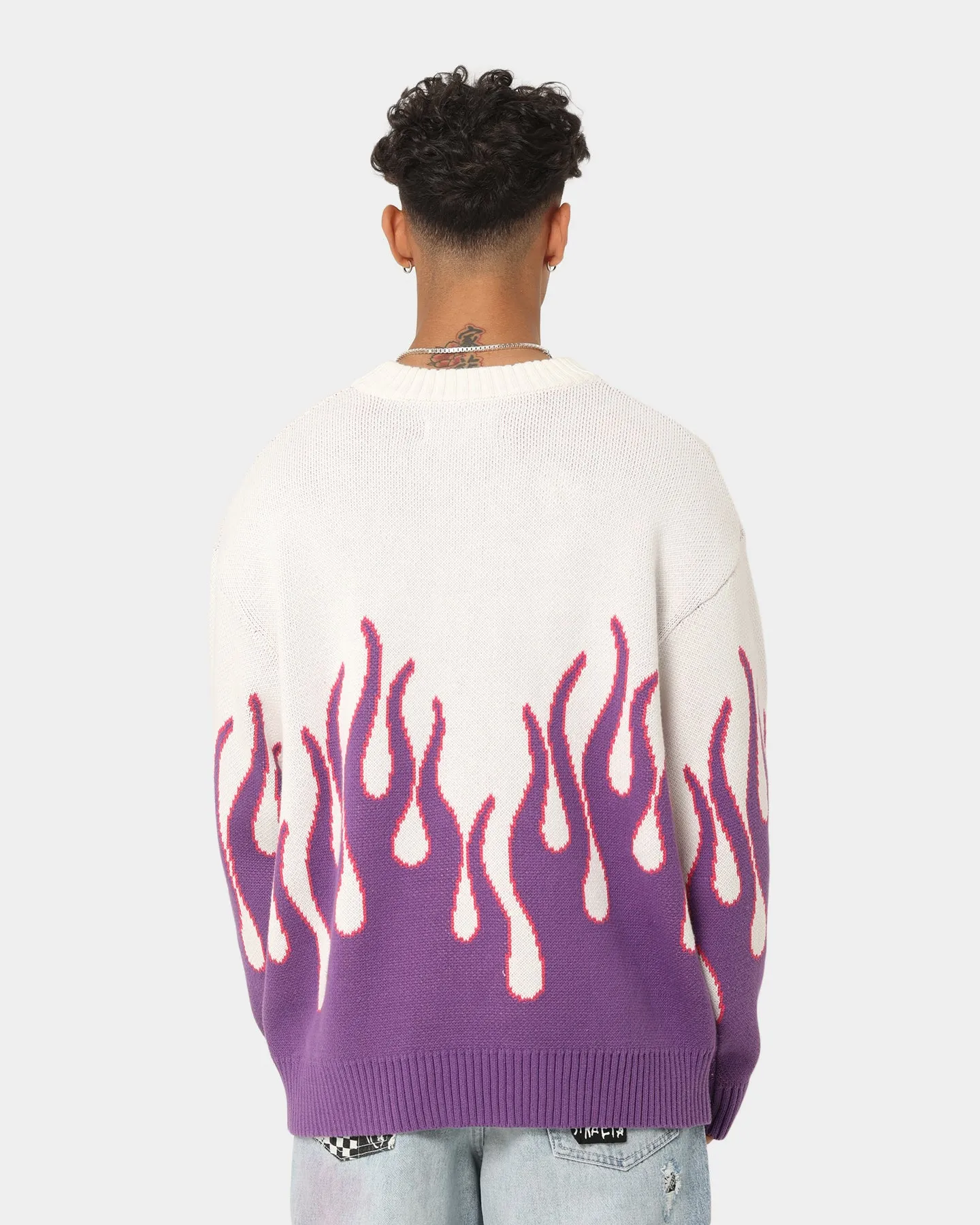 Loiter Inferno Knit Sweater White/Purple