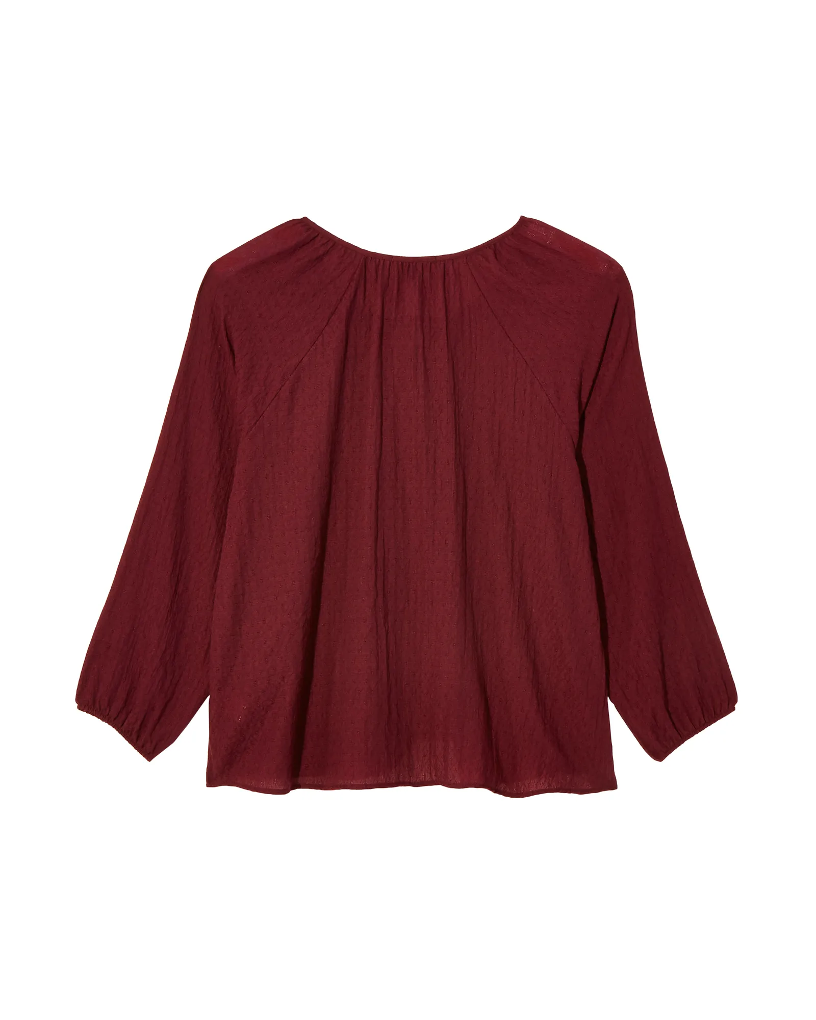 Lorraine Long Sleeve Woven Peasant Blouse | Red