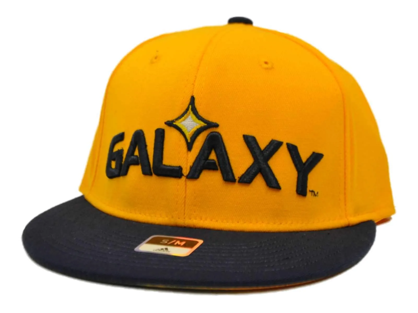 Los Angeles LA Galaxy Adidas Two Tone Gold Navy Flexfit Hat Cap (S/M)