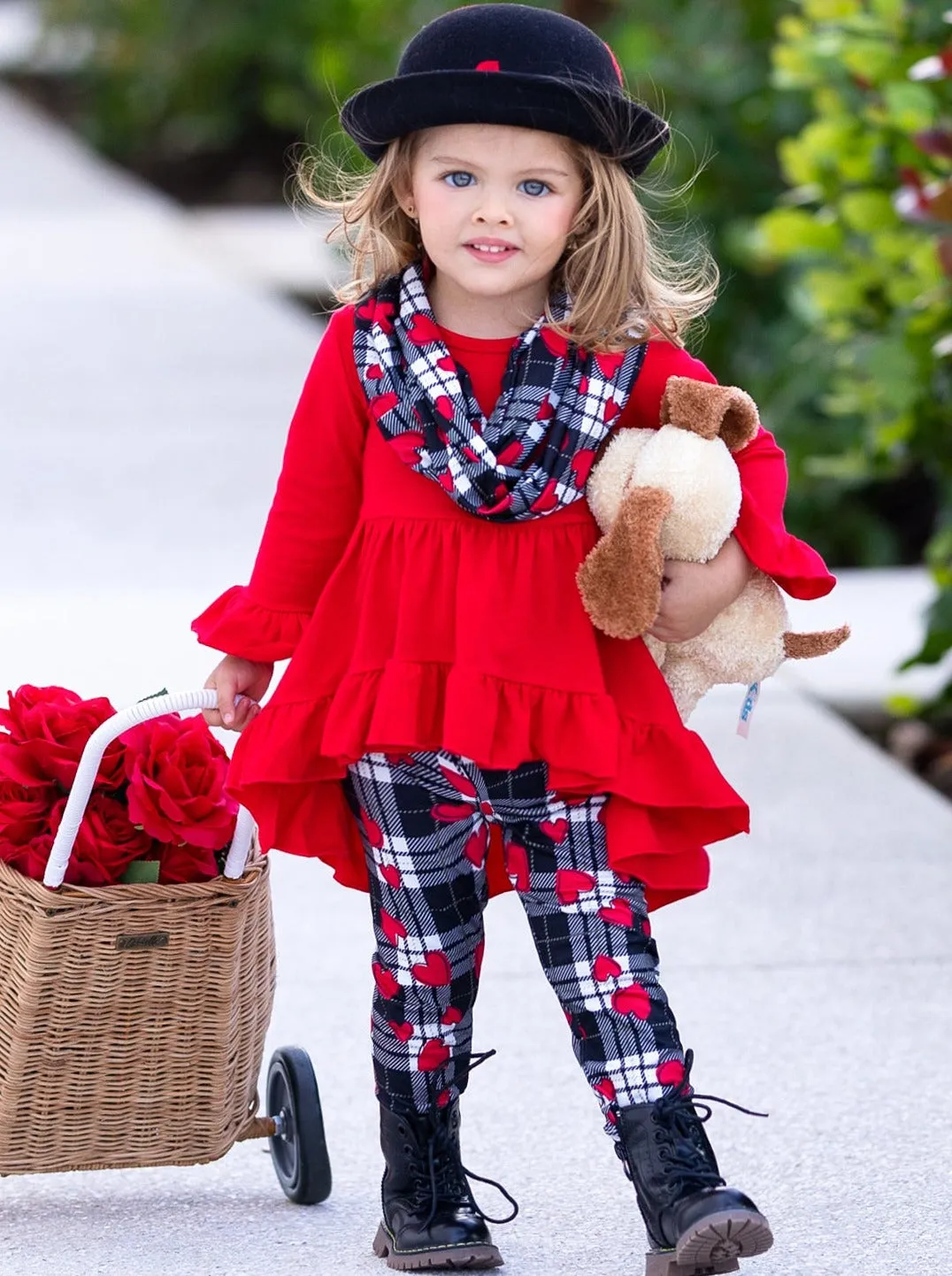 Lots of Love Red Tunic, Scarf and Legging Set