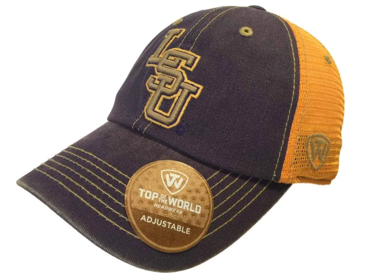 LSU Tigers TOW Purple Gold Past Mesh Adjustable Snapback Slouch Hat Cap