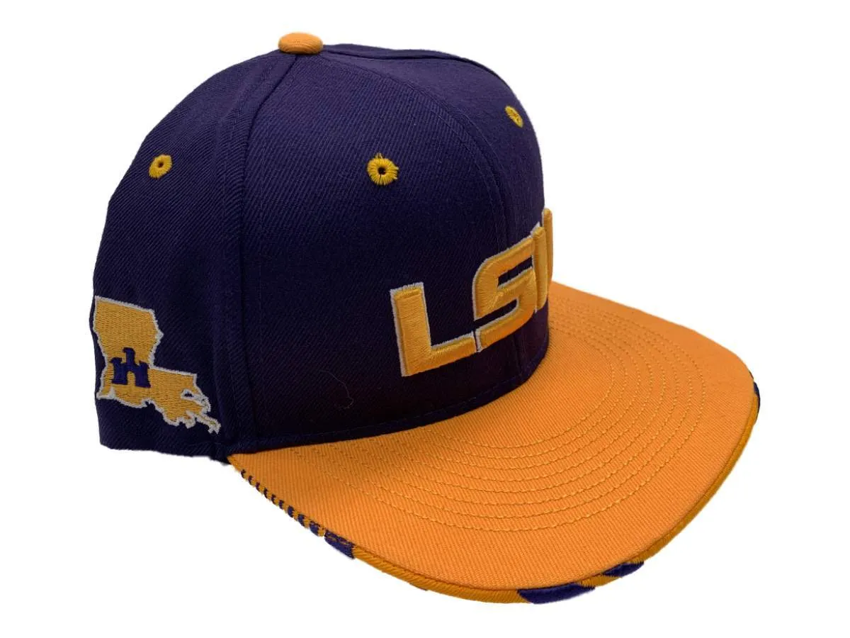 LSU Tigers Zephyr Purple & Gold Structured Snapback Flat Bill Hat Cap