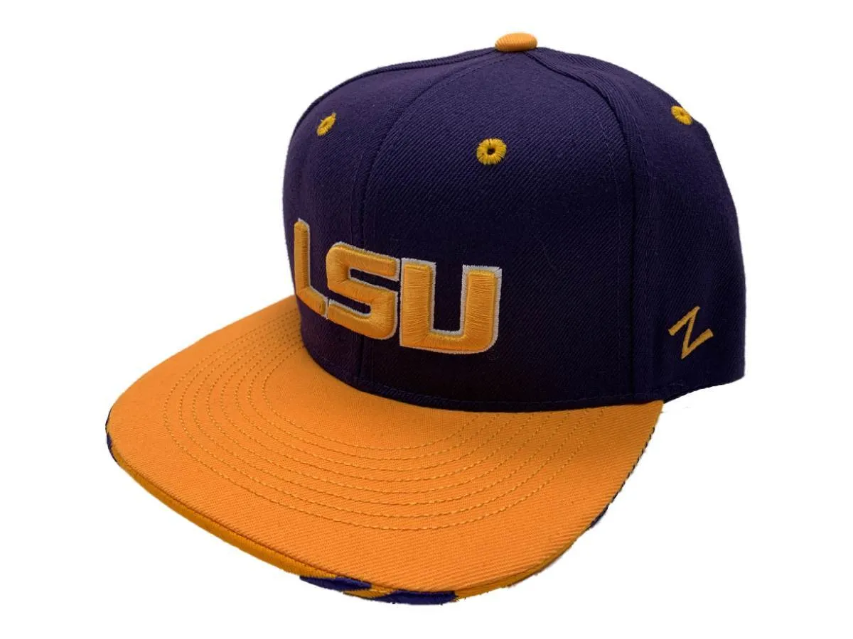 LSU Tigers Zephyr Purple & Gold Structured Snapback Flat Bill Hat Cap