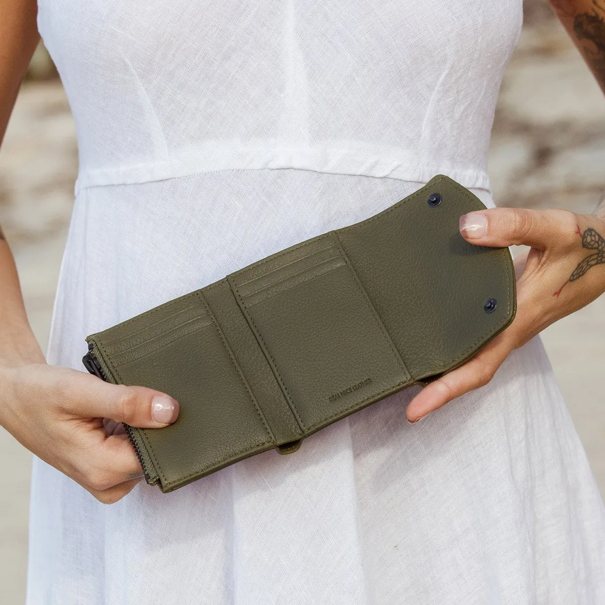 Lucky Sometimes Leather Wallet in Khaki