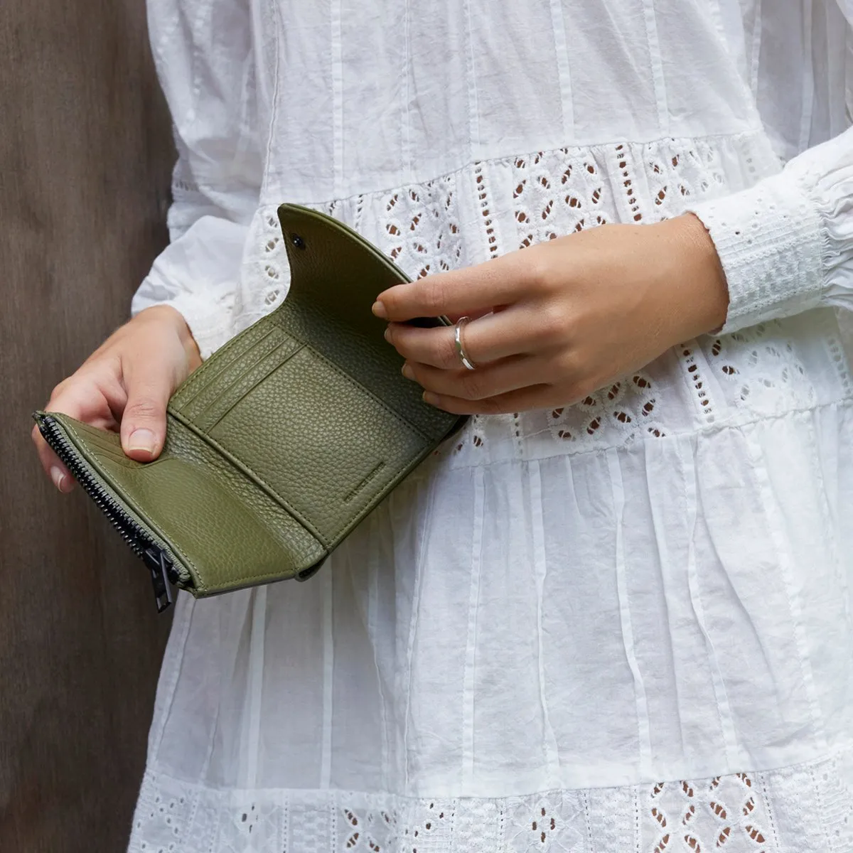 Lucky Sometimes Leather Wallet in Khaki