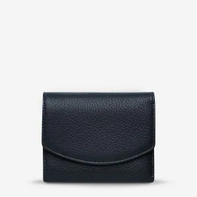 Lucky Sometimes Leather Wallet in Navy Blue