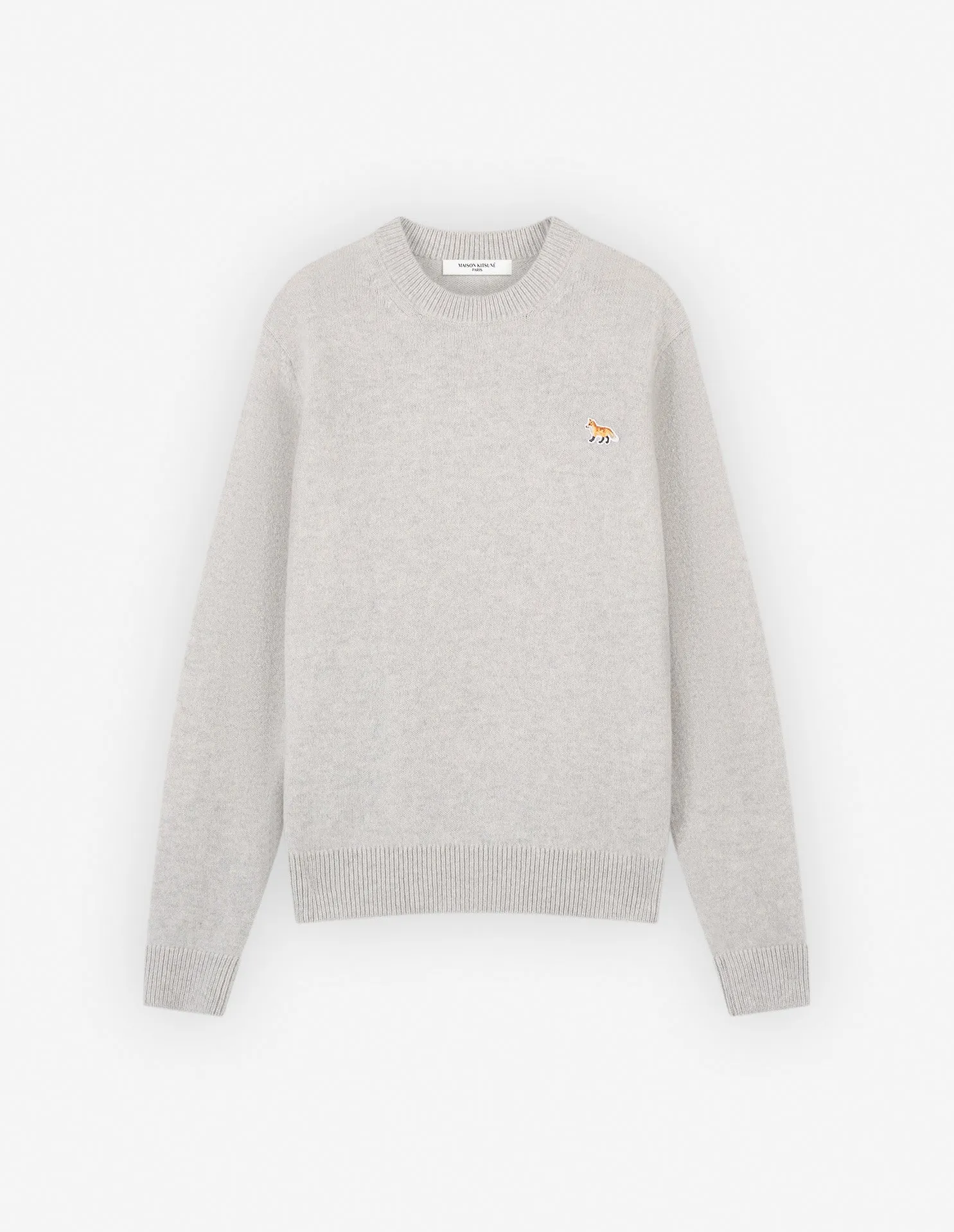 Maison Kitsune Men's Baby Fox Patch Regular Jumper Light Grey Melange LM00813KT1006 H120