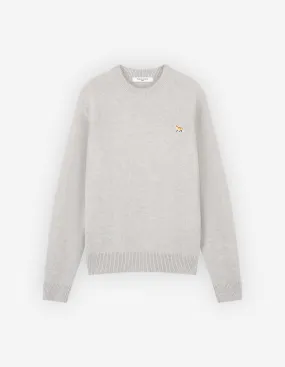 Maison Kitsune Men's Baby Fox Patch Regular Jumper Light Grey Melange LM00813KT1006 H120