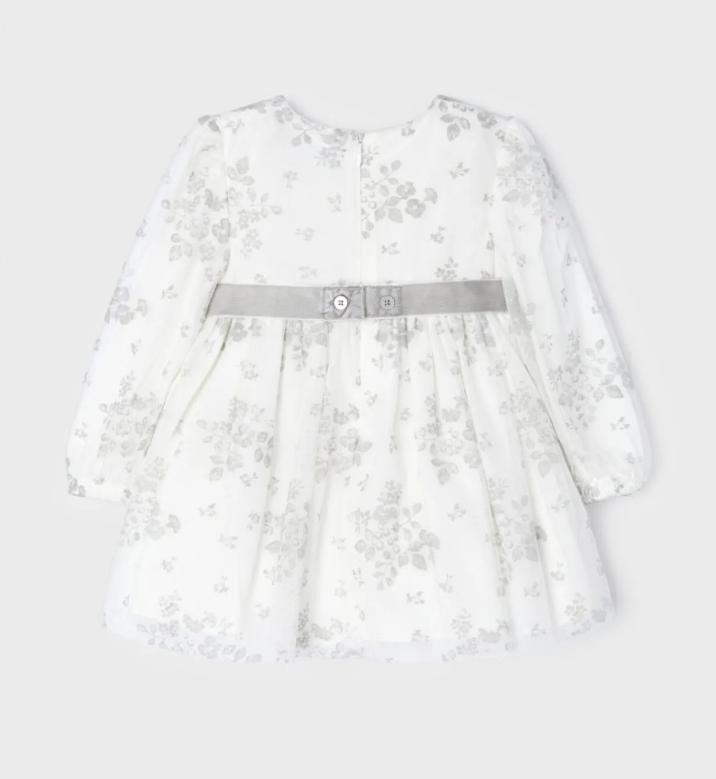 Mayoral Baby Girls Holiday White & Silver Floral Tulle Dress