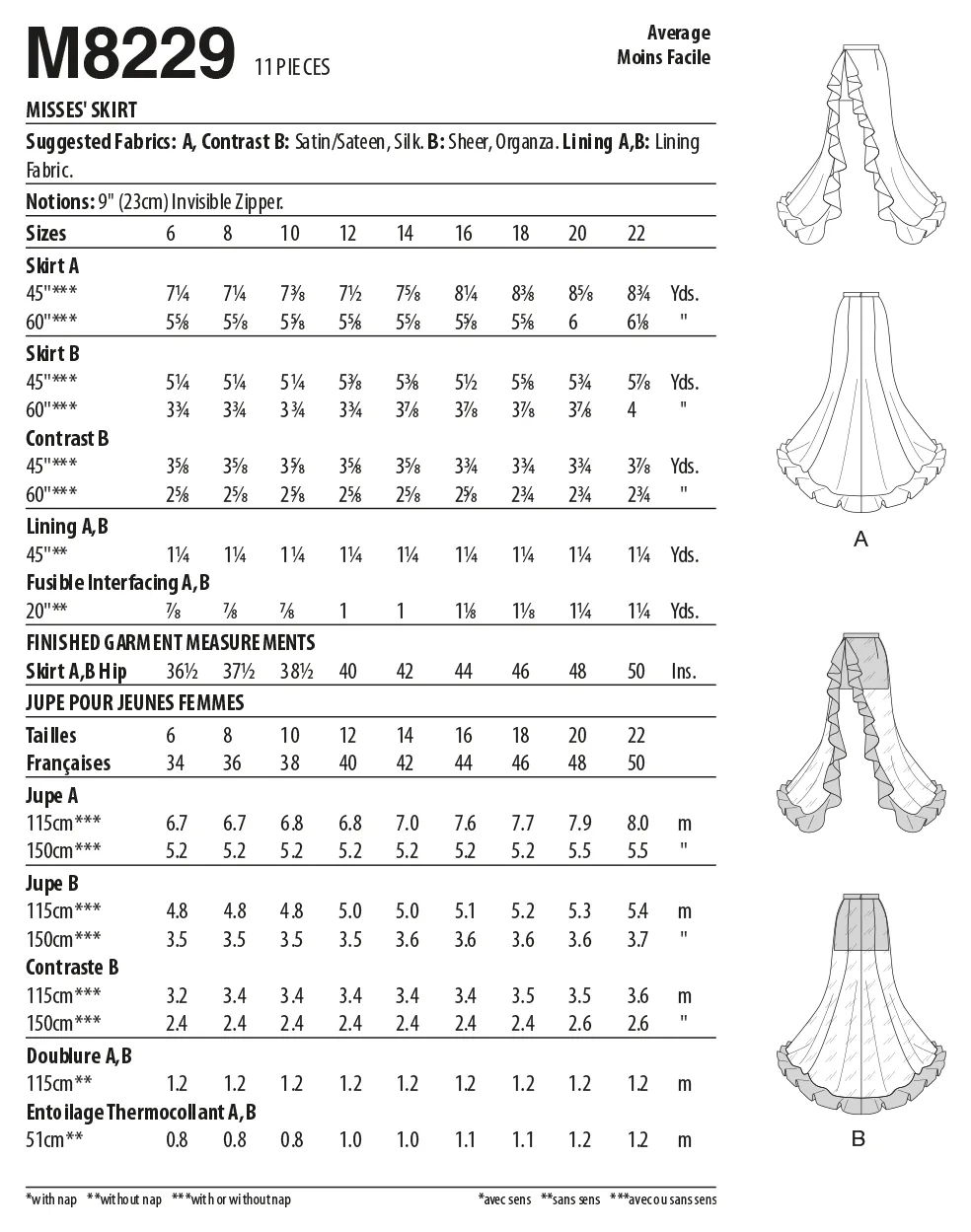 McCall's Pattern 8229 Misses' Skirt