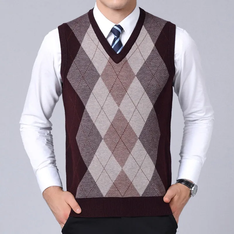 Men's Autumn Casual Slim Fit Vest With V-Neck Collar