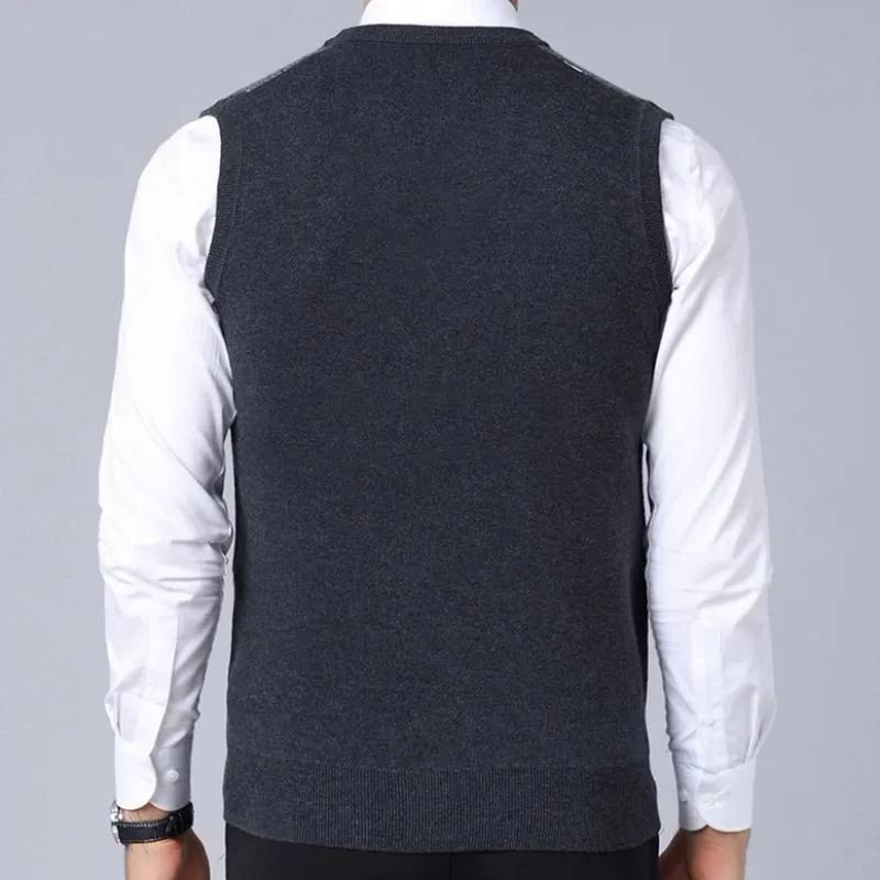 Men's Autumn Casual Slim Fit Vest With V-Neck Collar