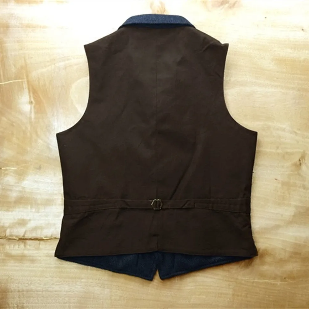 Men's Herringbone Tweed Lapel Vest