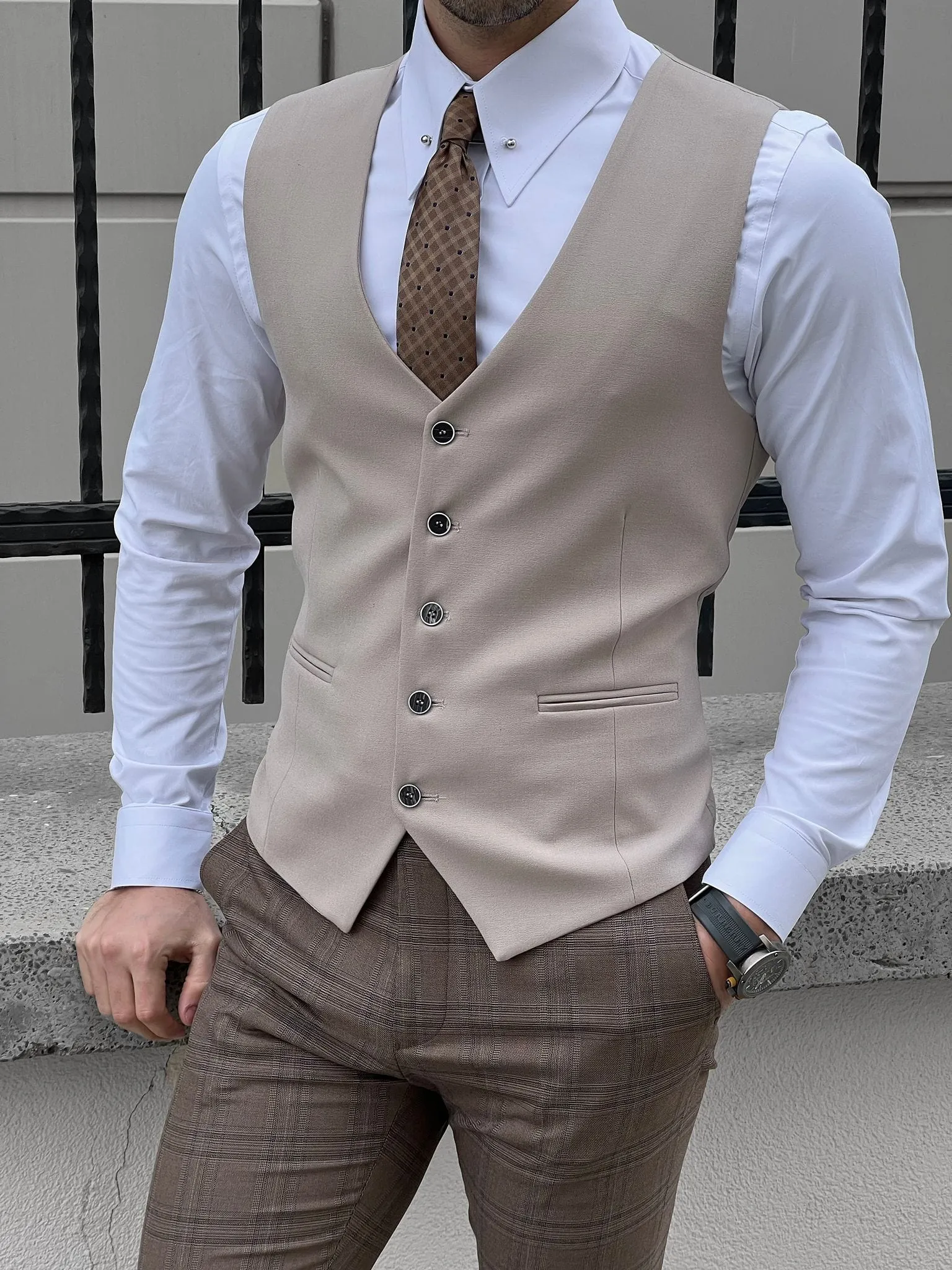 Men's Vest Single Breasted Business Casual V Neck Waistcoat